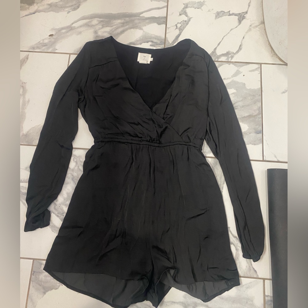 Black silk romper